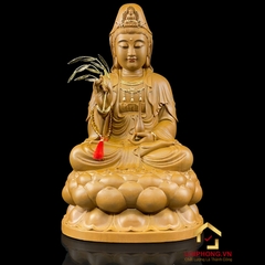 Tượng Phật Quan Âm Ngồi Đài Sen Bằng Gỗ Long Não cao từ 30 - 65cm