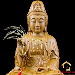Tượng Phật Quan Âm Ngồi Đài Sen Bằng Gỗ Long Não cao từ 30 - 65cm