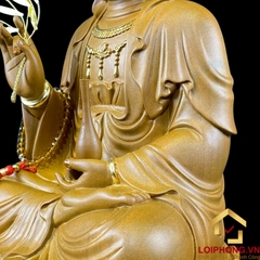 Tượng Phật Quan Âm Ngồi Đài Sen Bằng Gỗ Long Não cao từ 30 - 65cm