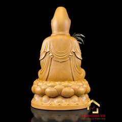 Tượng Phật Quan Âm Ngồi Đài Sen Bằng Gỗ Long Não cao từ 30 - 65cm