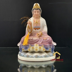 Tượng Phật Quan Âm Ngồi Đài Sen Bằng Bột Đá Sơn Tím cao từ 30 - 65cm