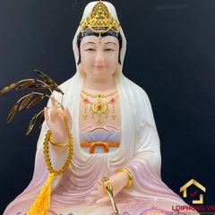 Tượng Phật Quan Âm Ngồi Đài Sen Bằng Bột Đá Sơn Tím cao từ 30 - 65cm