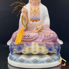 Tượng Phật Quan Âm Ngồi Đài Sen Bằng Bột Đá Sơn Tím cao từ 30 - 65cm