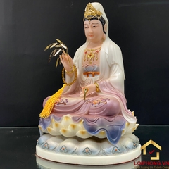 Tượng Phật Quan Âm Ngồi Đài Sen Bằng Bột Đá Sơn Tím cao từ 30 - 65cm