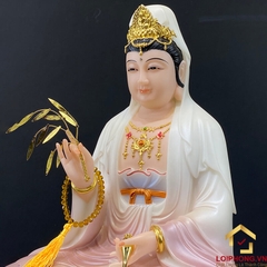 Tượng Phật Quan Âm Ngồi Đài Sen Bằng Bột Đá Sơn Tím cao từ 30 - 65cm