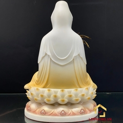 Tượng Phật Quan Âm Ngồi Đài Sen Bằng Bột Đá Sơn Vàng cao từ 30 - 65cm