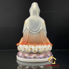 Tượng Phật Quan Âm Ngồi Đài Sen Bằng Bột Đá Sơn Đỏ Vẽ Gấm cao từ 40 - 65cm