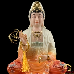 Tượng Phật Quan Âm Ngồi Đài Sen Bằng Bột Trắng Cao Cấp cao từ 30 - 48cm