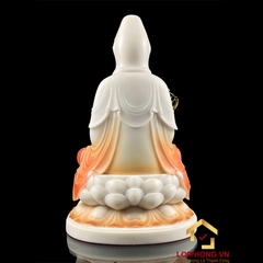 Tượng Phật Quan Âm Ngồi Đài Sen Bằng Bột Trắng Cao Cấp cao từ 30 - 48cm