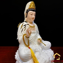 Tượng Phật Quan Âm Ngồi Đài Sen Bằng Bột Đá Trắng Cao Cấp Cao từ 30 - 90cm
