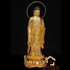 Tượng phật Tây Phương Tam Thánh bằng đồng dát vàng ấn bảo cao 48 – 65 – 90 – 106 cm