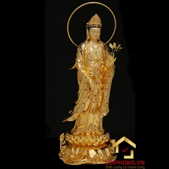 Tượng phật Tây Phương Tam Thánh bằng đồng dát vàng ấn bảo cao 48 – 65 – 90 – 106 cm