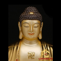 Tượng phật Tây Phương Tam Thánh bằng đồng dát vàng ấn bảo cao 48 – 65 – 90 – 106 cm