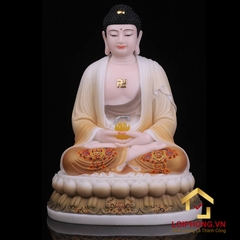 Tượng phật Tây Phương Tam Thánh bột đá vẽ gấm cao  30 – 40 – 48 cm