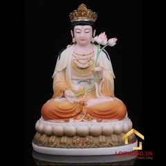 Tượng phật Tây Phương Tam Thánh bột đá vẽ gấm cao  30 – 40 – 48 cm