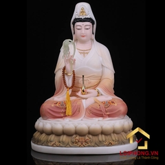 Tượng phật Tây Phương Tam Thánh bột đá vẽ gấm cao  30 – 40 – 48 cm