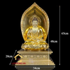 Tượng Phật Tây Phương Tam Thánh Ngồi Đế Kim Cang Bằng Đồng Đài Loan Dát Vàng cao 40-48-70cm