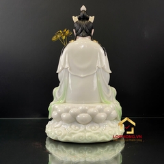 Tượng phật Tây Phương Tam Thánh Bằng Bột Đá Cẩm Thạch Thiên Thanh Viền Vàng cao 30-40-48cm