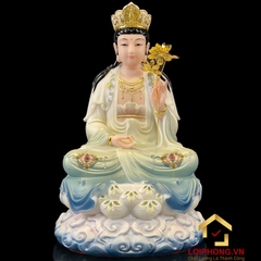 Tượng Phật Tây Phương Tam Thánh Ngồi Đế Mây Bằng Bột Đá Sơn Xanh Cao Cấp cao từ 30 – 48cm