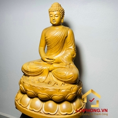 Tượng Phật Thích Ca tĩnh tâm kích thước 40x23x23 cm gỗ gõ vàng