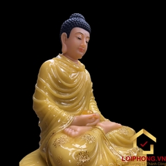 Tượng phật Thích Ca ngồi đài sen đế 8 cạnh viền vàng cao 91 cm