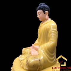 Tượng phật Thích Ca ngồi đài sen đế 8 cạnh viền vàng cao 91 cm