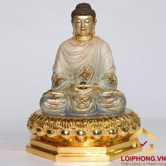 Tượng phật Thích Ca ngồi bằng đồng sơn bạc cao  48 – 68 – 88 – 108 cm