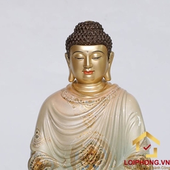 Tượng phật Thích Ca ngồi bằng đồng sơn bạc cao  48 – 68 – 88 – 108 cm
