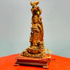 Tượng Phật Quan Âm đứng đài sen kích thước 53x24x16 cm
