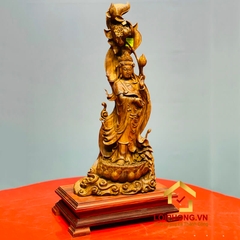 Tượng Phật Quan Âm đứng đài sen kích thước 53x24x16 cm