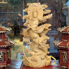 Tượng Phật Quan Âm ngự long kích thước 70x32x20cm