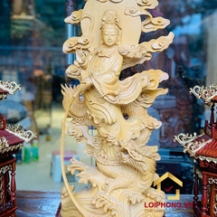 Tượng Phật Quan Âm ngự long kích thước 70x32x20cm