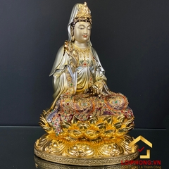 Tượng Phật Quan Âm bằng đồng ngồi đài sen ấn bảo cao 30 – 40 – 48 – 60 cm