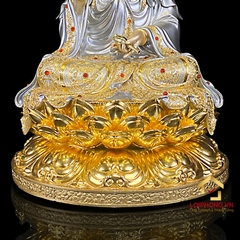 Tượng Phật Quan Âm bằng đồng men cổ dát bạc cao 30 – 40 – 48 – 60 cm