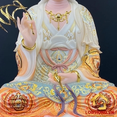 Tượng Phật Quan Âm bằng bột đá sơn phú quý vẽ hoa cao 40-105 cm