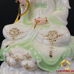 Tượng Phật Quan Âm bằng bột đá cảm thạch thiên thanh cao 30, 40, 48 cm