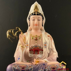 Tượng Ta Bà Tam Thánh ngồi đế non nước sơn màu cao 30 - 65 cm