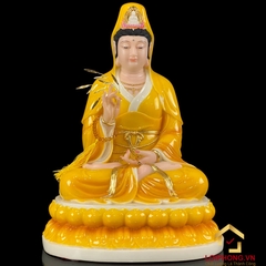 Tượng Ta Bà Tam Thánh Ngồi Đế To Bằng Bột Đá Hổ Phách cao 30 – 48cm