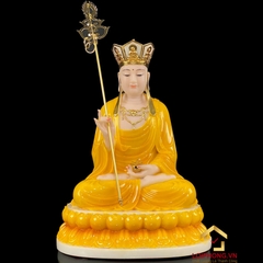 Tượng Ta Bà Tam Thánh Ngồi Đế To Bằng Bột Đá Hổ Phách cao 30 – 48cm