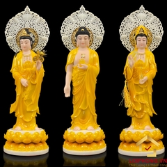 Tượng phật Tây Phương Tam Thánh bằng bột đá hổ phách cao  40 – 48 – 65 – 90 cm