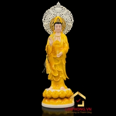 Tượng phật Tây Phương Tam Thánh bằng bột đá hổ phách cao  40 – 48 – 65 – 90 cm