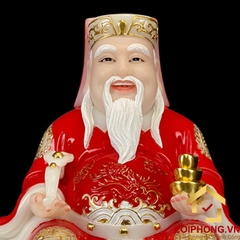 Tượng Thần Tài Thổ Địa trang phục màu đỏ trên đế vuông cao từ 20 – 40 cm