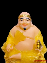 Tượng Thần Tài Thổ Địa trang phục màu vàng bột đá thạch anh cao từ 20 – 40 cm