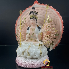 Tượng Phật Thiên Thủ Thiên Nhãn bằng bột đá áo trắng cao 30 - 40 - 48 cm