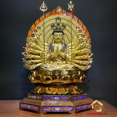 Tượng Thiên Thủ Thiên Nhãn Bằng Đồng Đài Loan Dát Vàng Cao Cấp cao 90cm