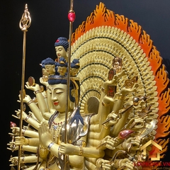 Tượng Thiên Thủ Thiên Nhãn Bằng Đồng Đài Loan Dát Vàng Cao Cấp cao 90cm