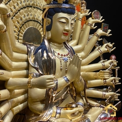 Tượng Thiên Thủ Thiên Nhãn Bằng Đồng Đài Loan Dát Vàng Cao Cấp cao 90cm