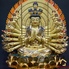 Tượng Thiên Thủ Thiên Nhãn Bằng Đồng Đài Loan Dát Vàng Cao Cấp cao 90cm