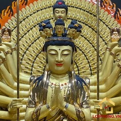 Tượng Thiên Thủ Thiên Nhãn Bằng Đồng Đài Loan Dát Vàng Cao Cấp cao 90cm