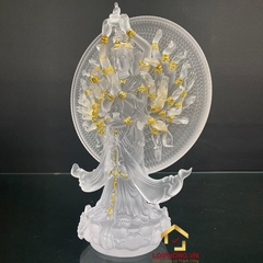 Tượng Thiên Thủ Thiên Nhãn Bằng Lưu Ly Viền Vàng Cao Cấp Cao 30cm